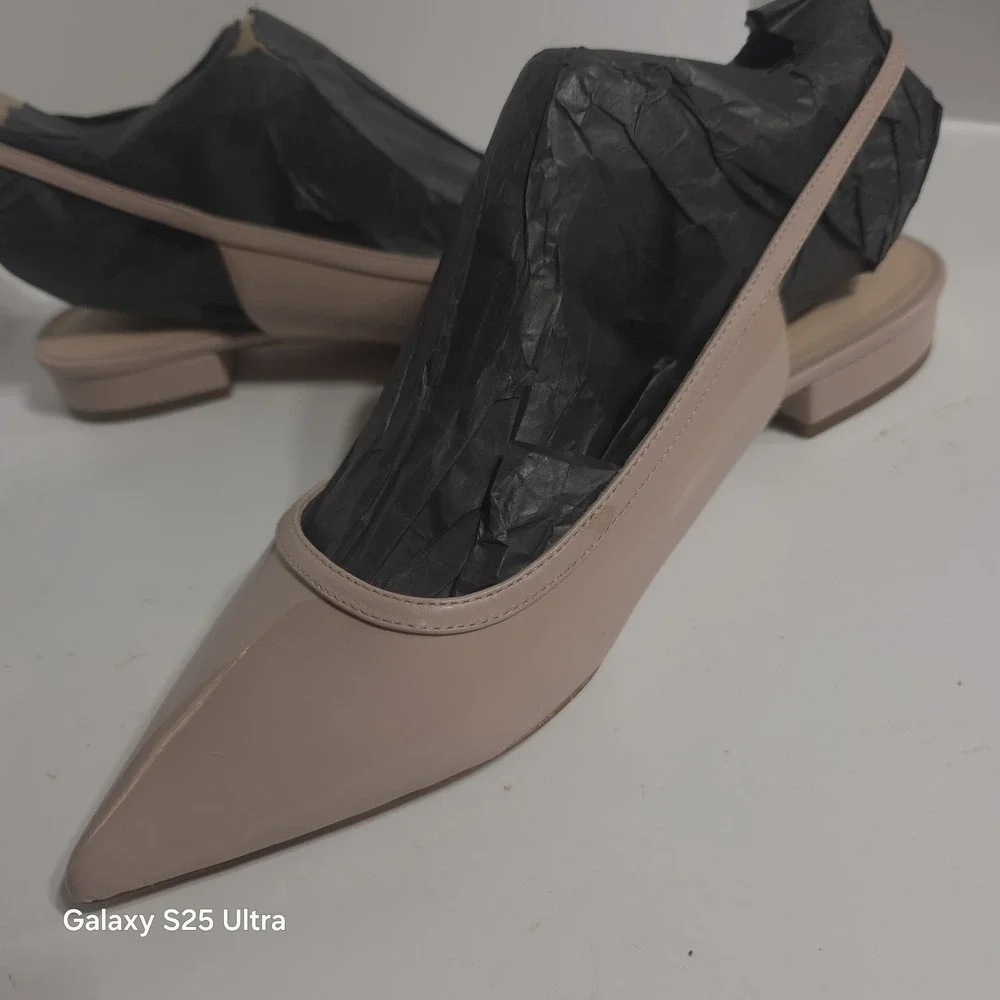 Kate Spade New‎ York Beige Pointed Toe Slingback Sandals Size US 10B PALE VELLUM